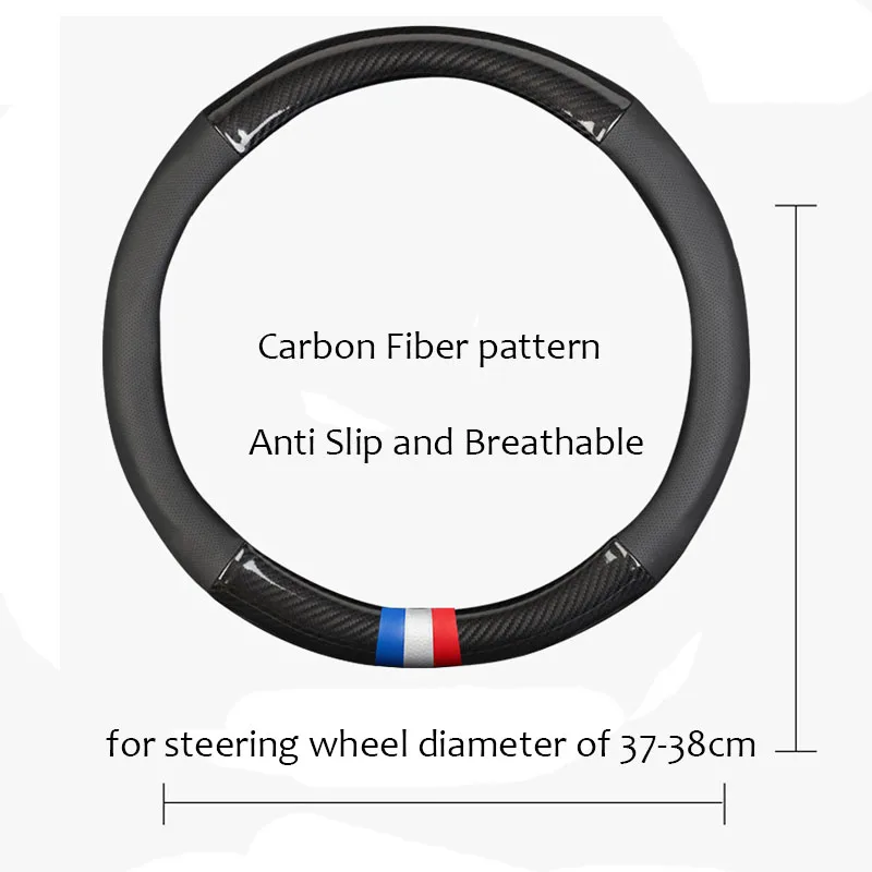 Carbon Fiber Leather Car Steering Wheel Cover Anti Slip and Breathable Car Handlebar Cover Four Season Universal Car Accessories image 5