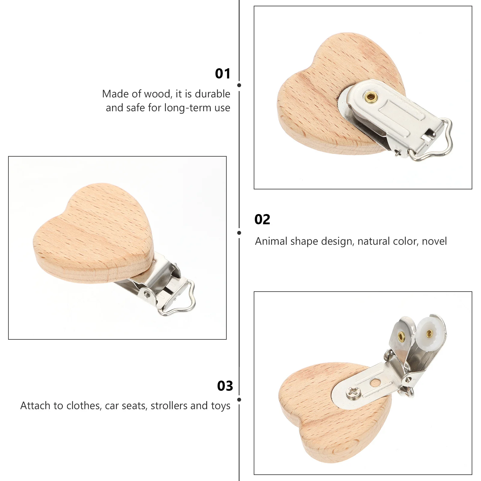 

6Pcs Baby Pacifier Holder Clips Beech Cartoon Animal Shape Infant Suspender Braces Clip Teething Chain Pacifier Fixing Tools