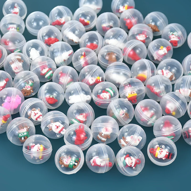 10 ชิ้นตุ๊กตาคริสต์มาส Gacha ของเล่นโปร่งใส Twisted Egg สําหรับ Mini Claw เครื่องของเล่น Carnival Xmas ของขวัญเด็กวันเกิด Party Favors