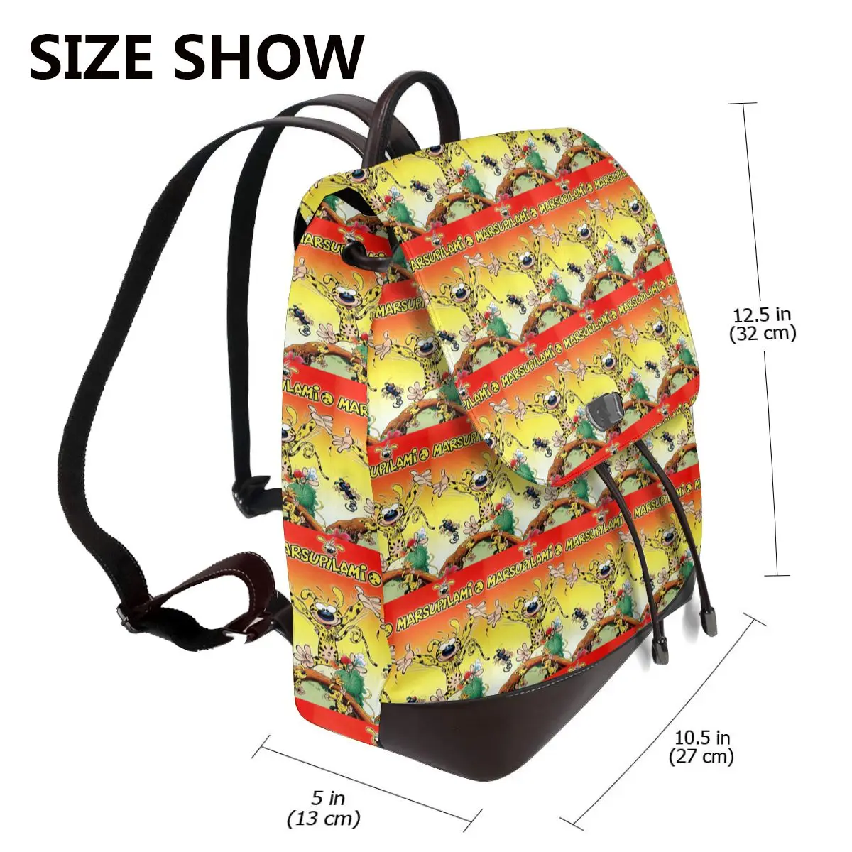 Art - Marsupilami Cartoon Anime Bookbag School Student Bags Hiking Travel Daypack for Women Fashion Derma Backpack