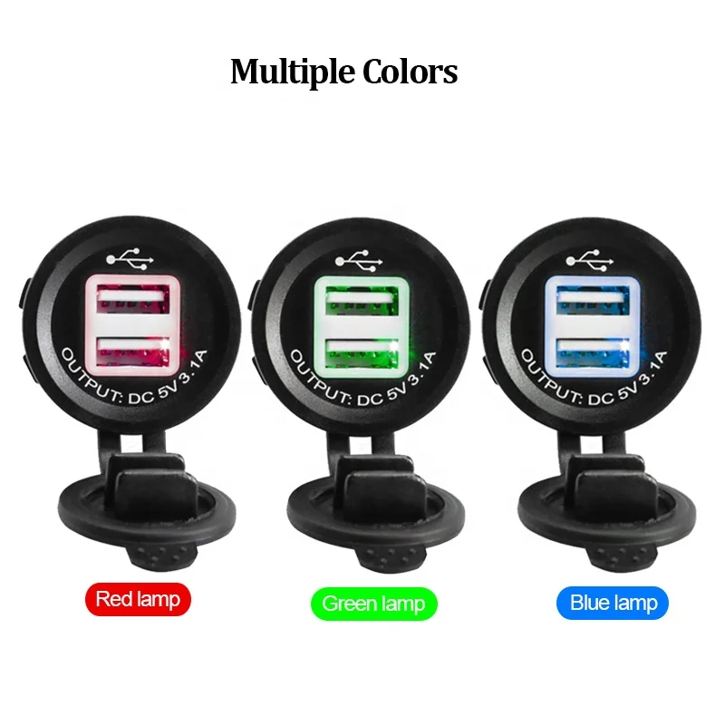 12V 24V Auto Adapter Motorfiets 5V 2.1a Dual Usb Autolader Socket