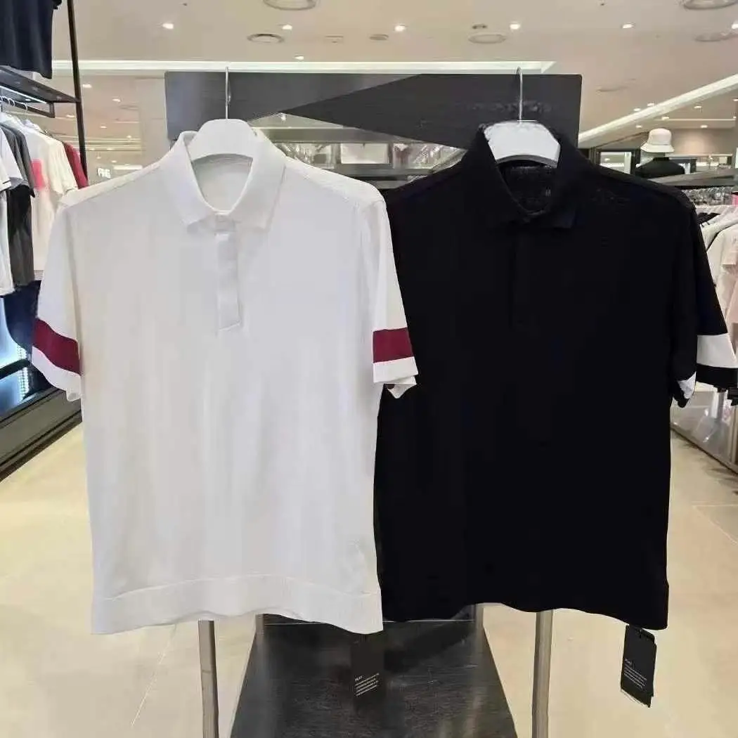 2026 New Style Mens Lapel Knitted Golf Short Sleeve Tops Splicing Design Versatile Elegant Sports Polo Shirt