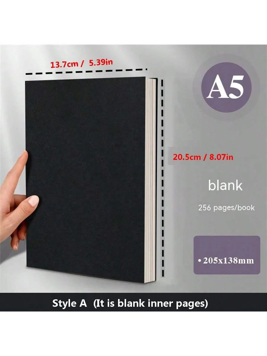 Ultra grosso e simples A5 em branco linha grade notebook, estudante prático rascunho Pad, Diário Notepad,256 páginas, 1pc