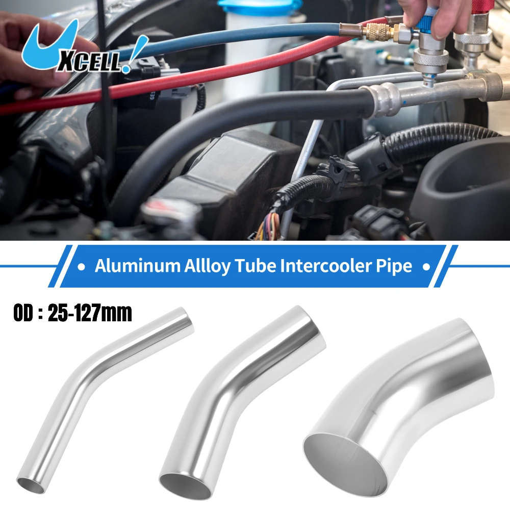 Uxcell 45 Degree 25/32/38/45/51/57/63/70/76/89/102/127mm OD Aluminum Alloy Tube Intercooler Polishing Universal Air Intake Pipe