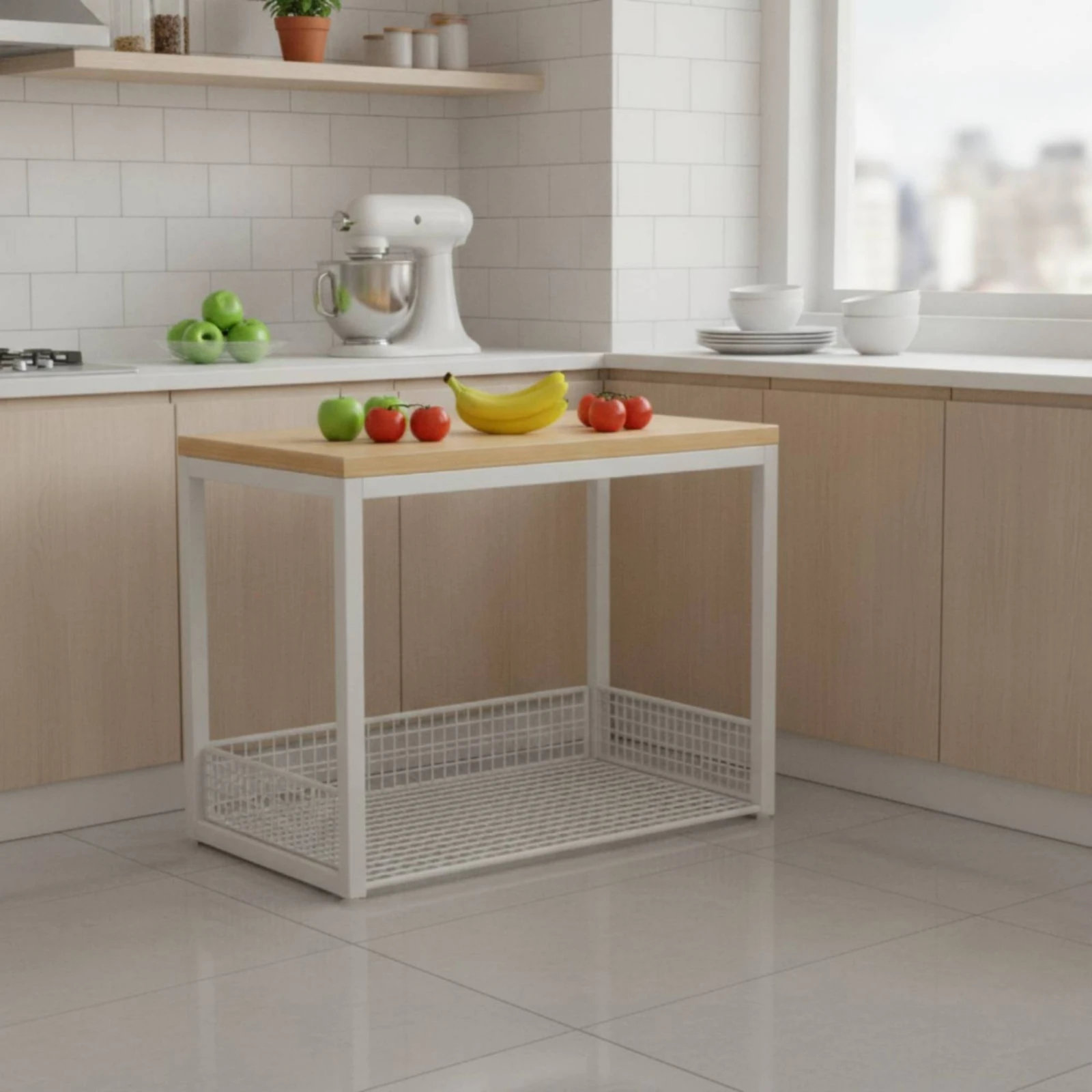Kitchen Storage Cart with Wheels Mobile Rolling Kitchen Cart Pastry Rack with Wire Baskets Multifunction Versatile