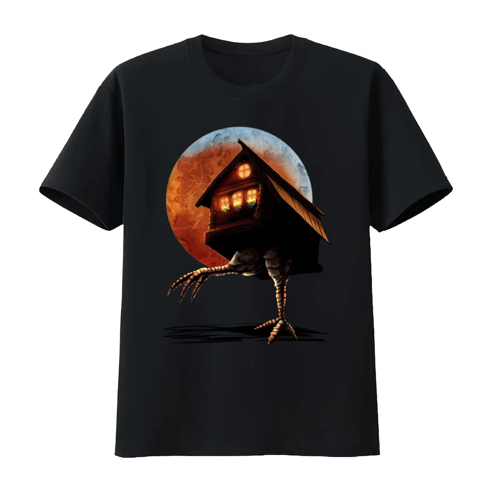 Baba Yaga's hut T-Shirt Summer Casual Cotton Tee Oversized Streetwear Tops Vintage Graphic Print Loose Fit Short Sleeve