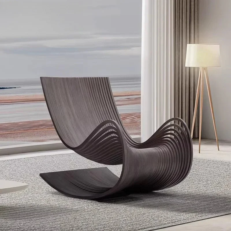 Nordic Contemporary Birch Single Lounge Chair Apartment Living Room Hotel Comfortable with Armrests