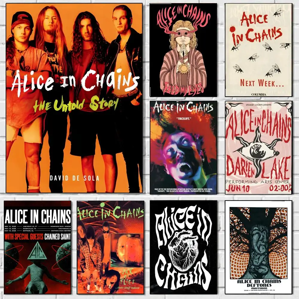 A-Alice In Chains Poster HD Art Sticky Wall Waterproof Home Living Room Bedroom Bar Aesthetic Decoration