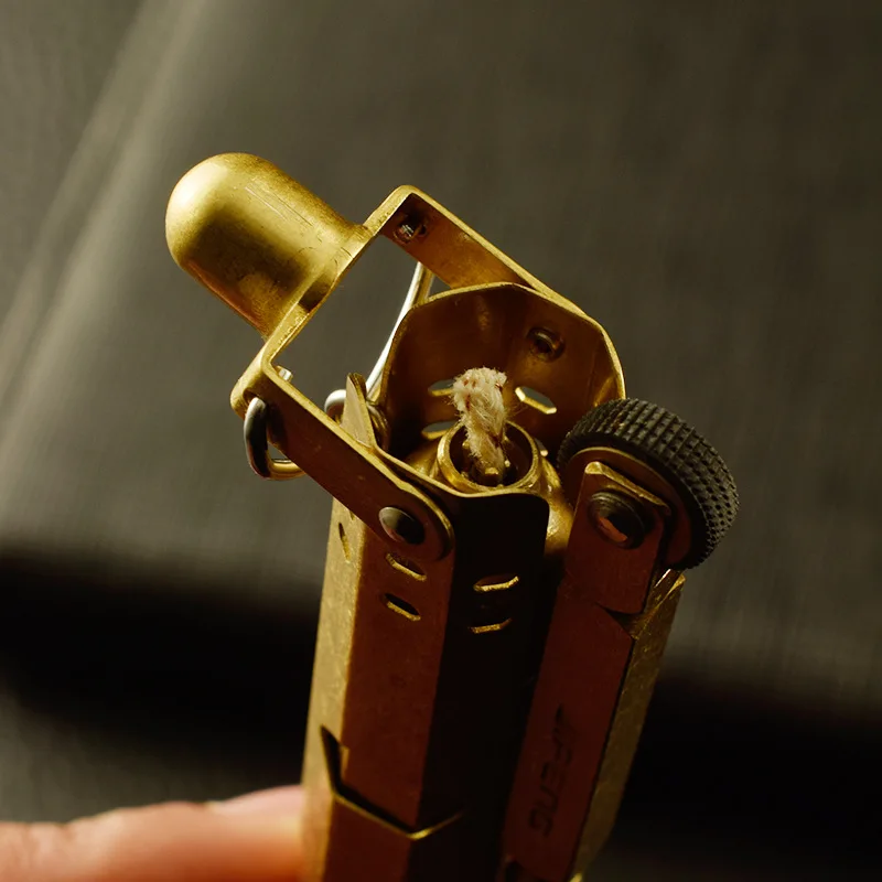 Jifeng-Vintage Brass Gasoline Lighter with Oil Bottle Classic Smoking Cigarette Accessories Outdoor Camping Gadgets