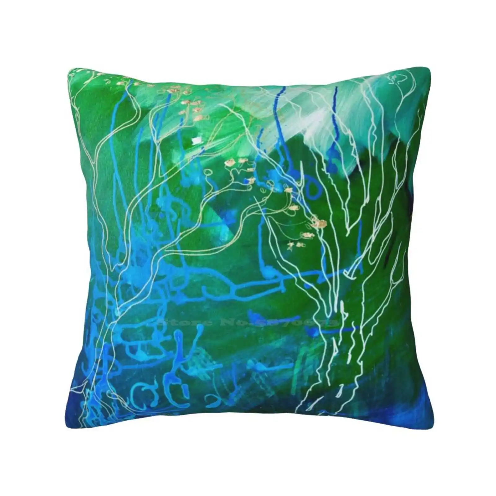 

Stormy Night , Original Artwork By Lara Bardsley Art Soft Comfortable Pillowcase Original Artwork Blues And Green Lara Bardsley