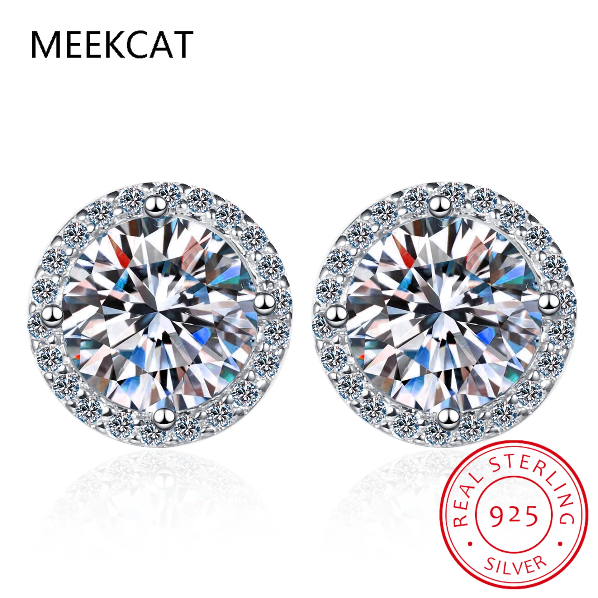 925 Sterling Silver 2 Carat Moissanite Round Earring Brincos Engagement Wedding Daily Work Party Travel Luxurious Gift For Women