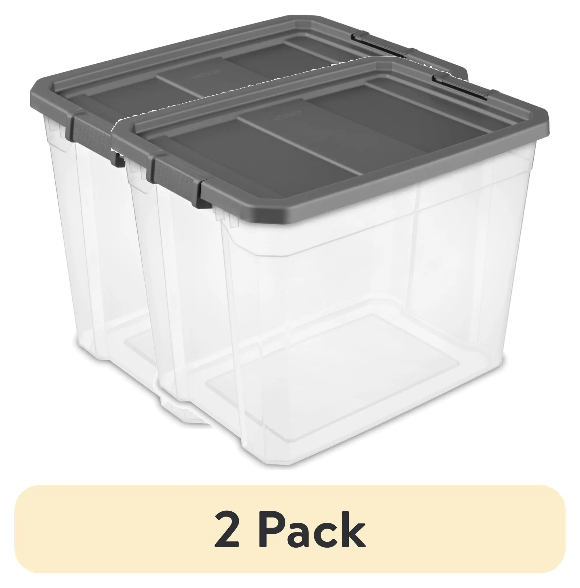 

(2 pack) 108 Quart Extra-Large Stackable Storage Bin, Clear Plastic Storage Container with Latch Lid, Dark Gray