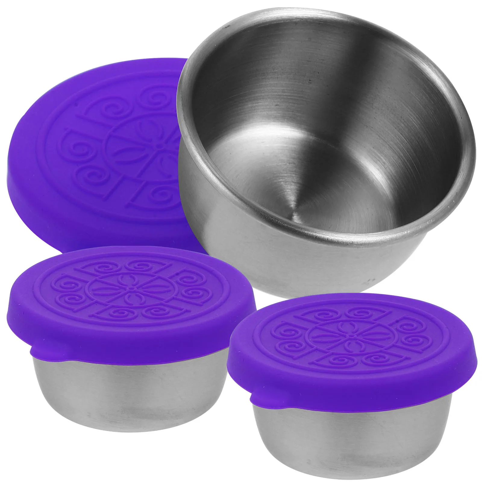

3 Pcs Stainless Steel Sauce Cup Reusable Condiment Cups with Lids Container Travel Containers Refrigerator Dipping Bowls