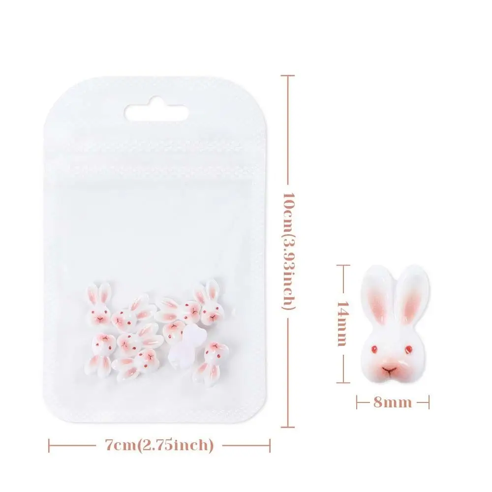 10Pcs/set Nail Supplies Rabbit Nail Decorations Rabbit Nail Art Drills DIY Nail Ornaments Cartoon Rabbit Nail Accessories Resin