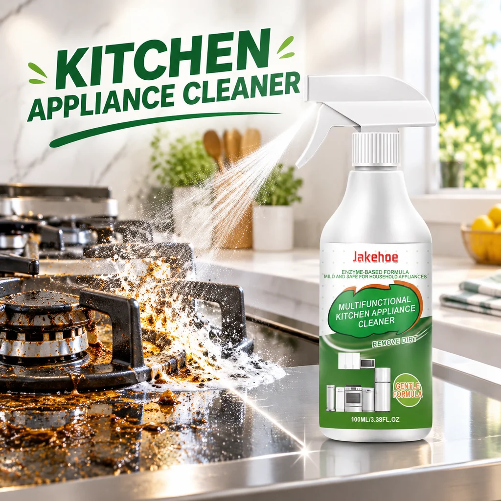 Household Degreaser Spray 100ml Enzyme Formula Kitchen Cleaner Oven Microwave Fridge Cabinet Grease Stain Remover Safe Use