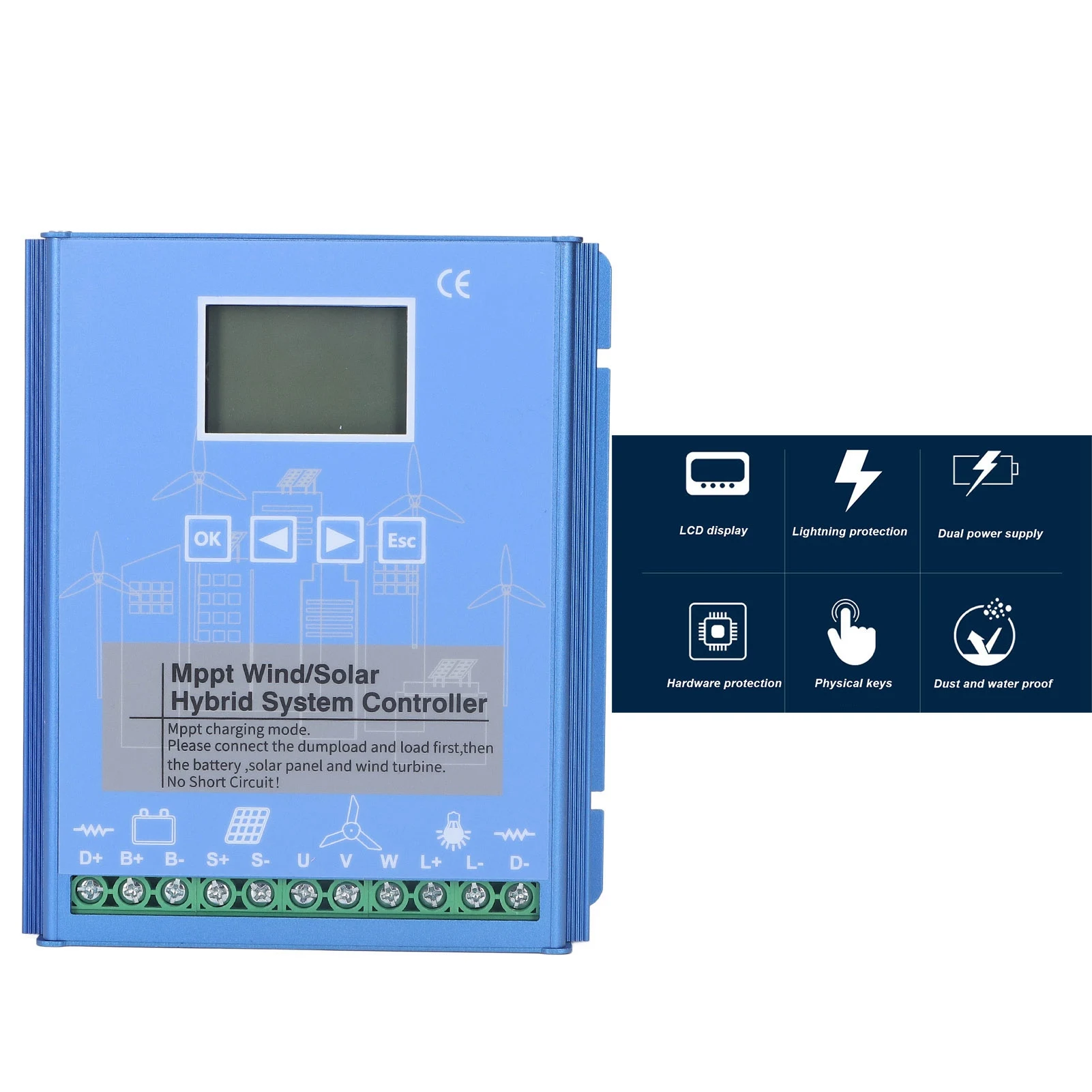 وحدة تحكم شحن الطاقة الشمسية MPPT وحدة تحكم تعمل بالطاقة الشمسية في الرياح MPPT Boost شحن بطارية ليثيوم حمضية 12 فولت 24 فولت مع بلوتوث أزرق
