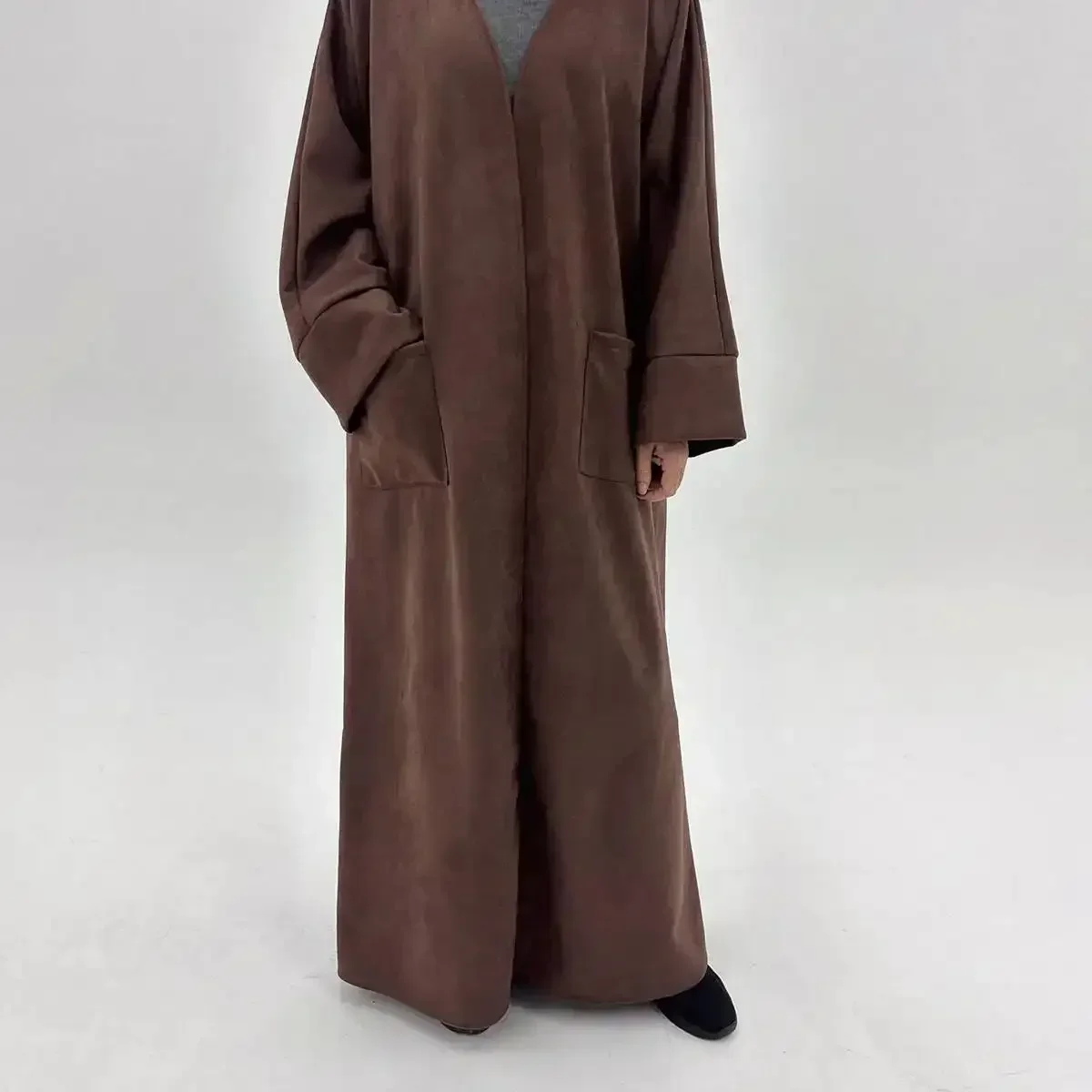 Winter Suede Open Abaya Kimono Cardigan Muslim Coat Plain Abayas for Women Dubai Luxury Kaftan Dress Islamic Clothes Ramadan Eid