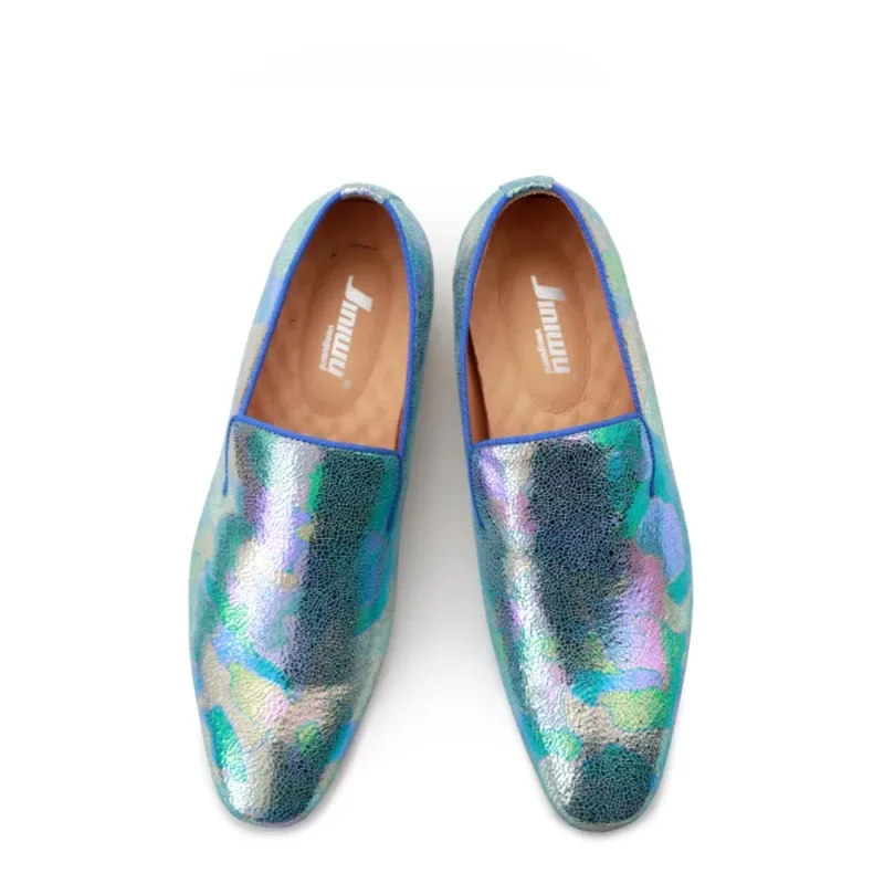 

Handmade Men's 34-46 Square Dress Luxury Comfortable Multicolour Top Layer Leather Spring Breathable Flat Loafers Shoes