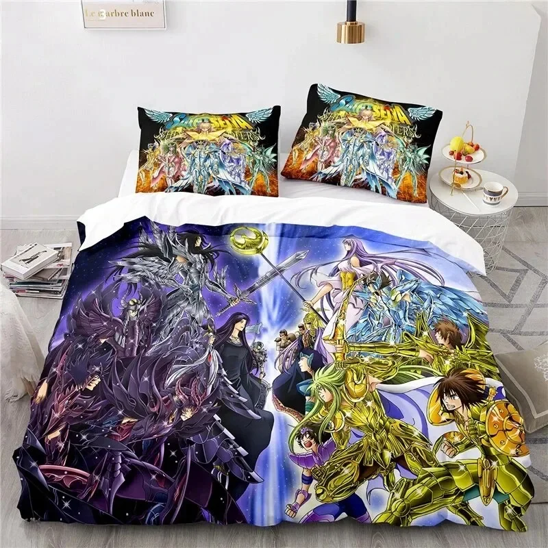 

Anime Saint Seiya LOST CANVAS Bedding Set Duvet Cover Bed Set Quilt Cover Pillowcase Comforter king Queen Size Boys Adult