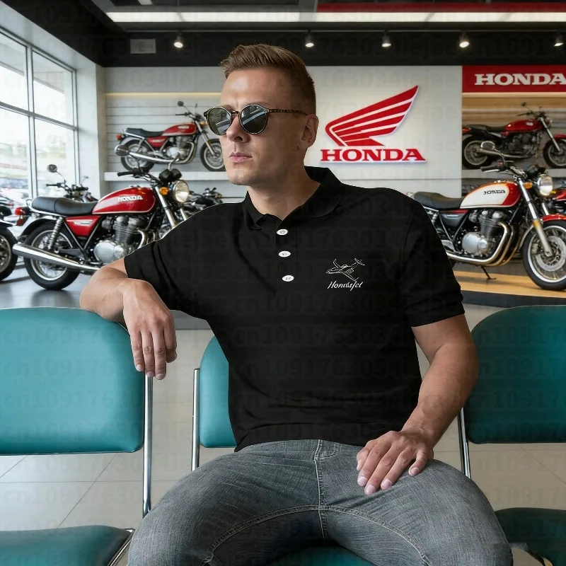 

Honda Racing Brand Motorcycle Men's POLO Shirt Cycling Breathable Shirt Fashion Printing Short Sleeve Loose Lapel Off-road Wear