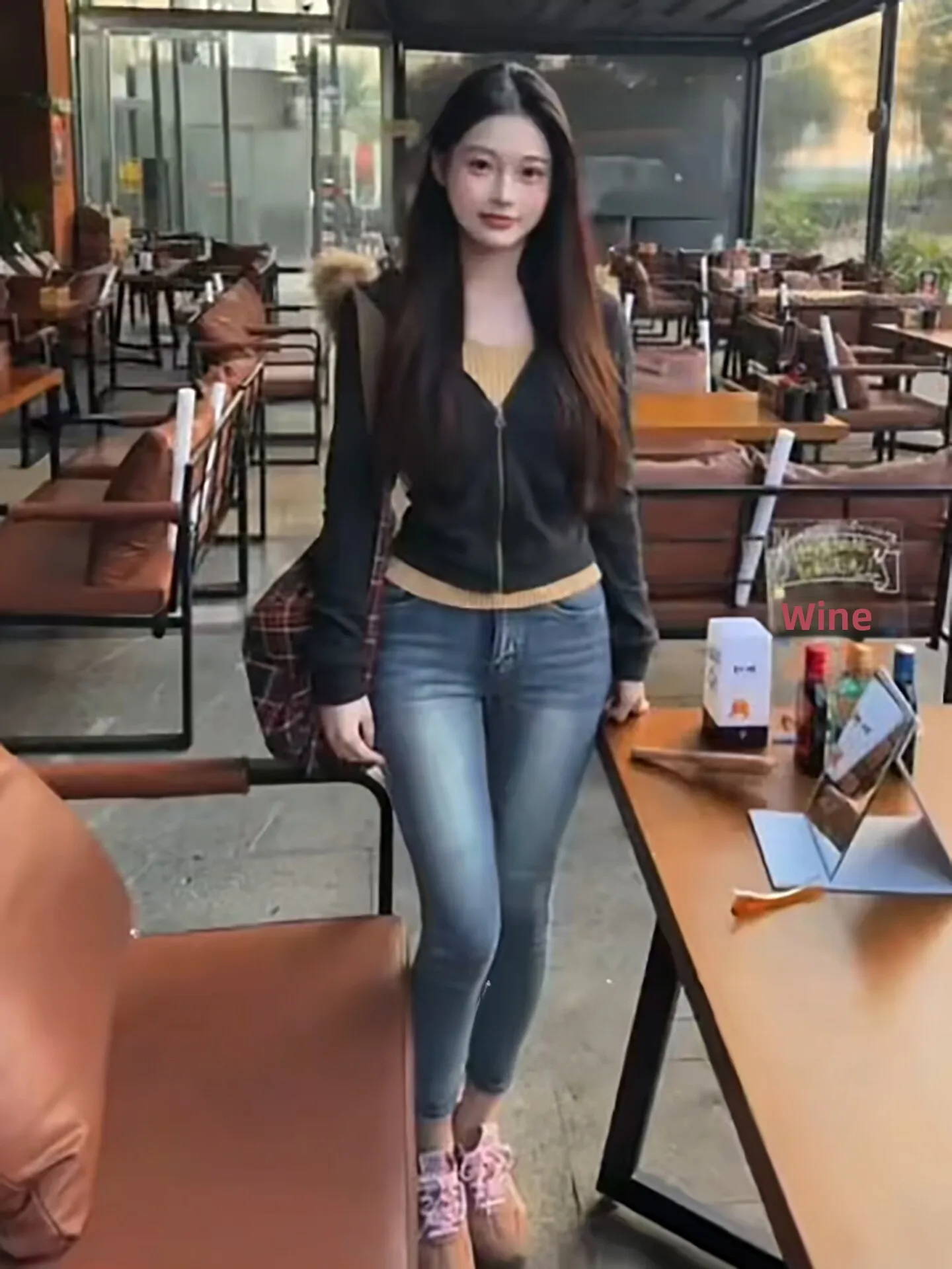 

Light Blue High Waist Slim Fit Women's Jeans Elastic Butt Lifting Hip a Waed out Pencil Jeans Versatile Cotton Stretc...