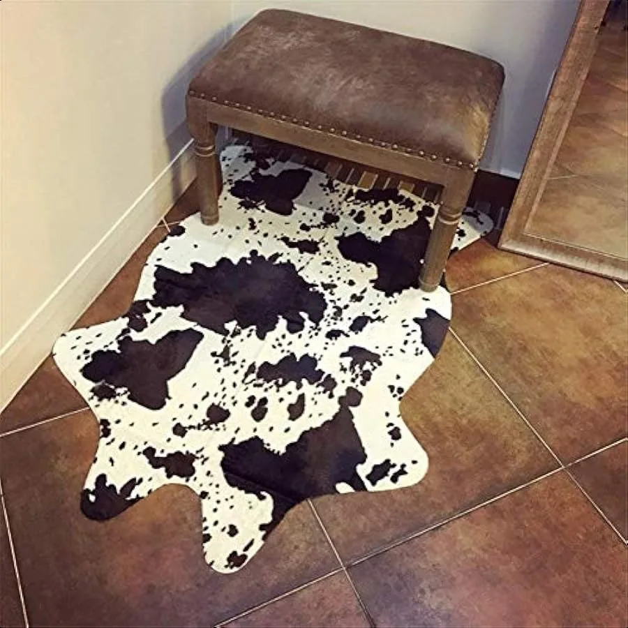 Cute Cow Print Rug Fun Faux Cowhide Area Rug Nice for Decorating Room 29.5" W x 43.3" L