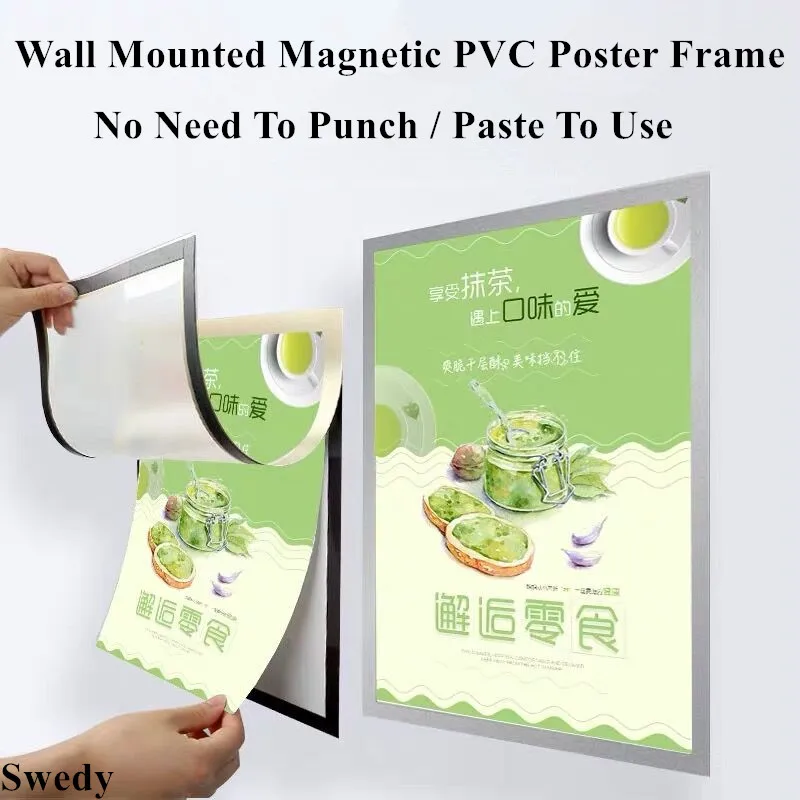 5 Pieces A5 Wall Mounted Magnetic Self Adhesive PVC Picture Photo Frame Magnet Fridge Refrigerator Sign Poster Sleeves Pocket