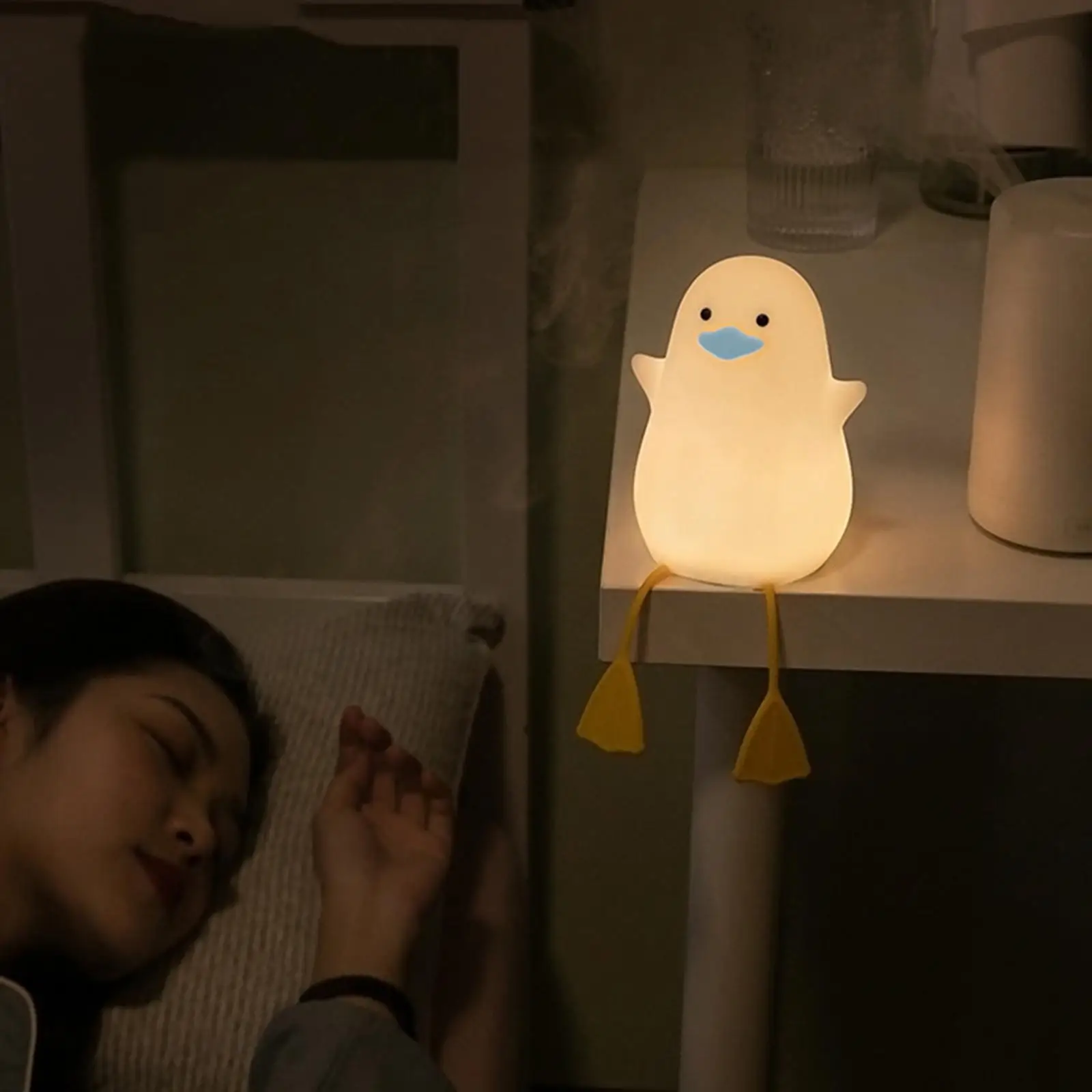 USB Rechargeable Night Light Lying Duck Night Lamp Silicone Patting Light Room Bedside Lamp Home Decor Lamp For Child Gift