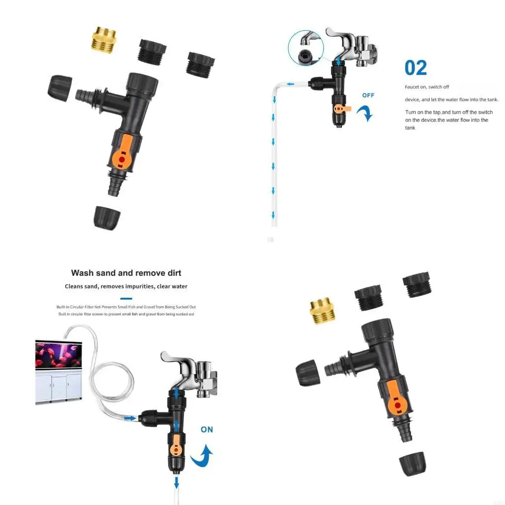 Decorative Fish Habitat Cleaning Tool for Manual Water Change Care Water Changer Helper for Routine Use X3UC