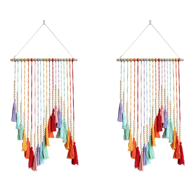 

ABMH-2X Hand-Woven Color Macrame Wall Hanging Ornament Bohemian Craft Decoration Gorgeous Tapestry For Home Livingroom Decor