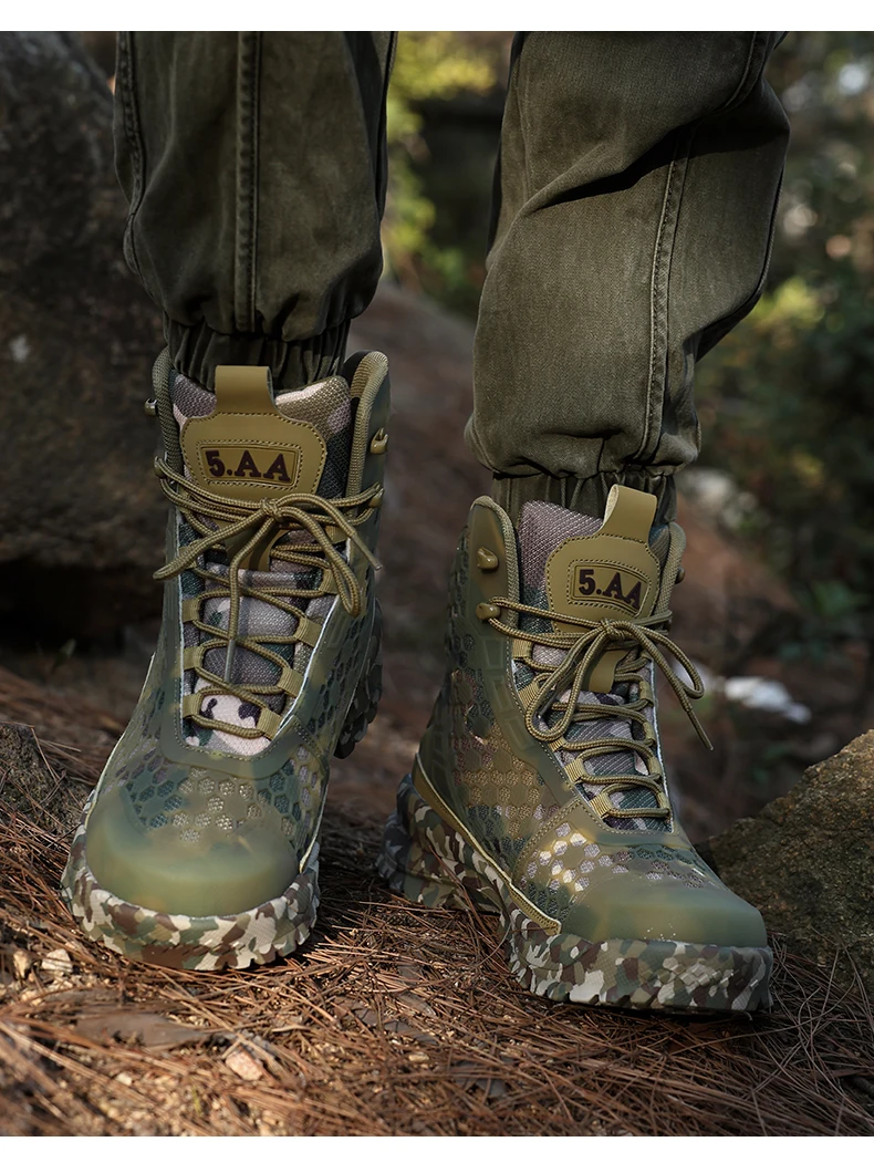 Neue Hochwertige Leder-Arbeitsstiefel für Herren, Hohe Herren-Wüstenkampfstiefel, Rutschfeste Outdoor-Wanderschuhe, Herren-Motorradstiefel – Detail 18