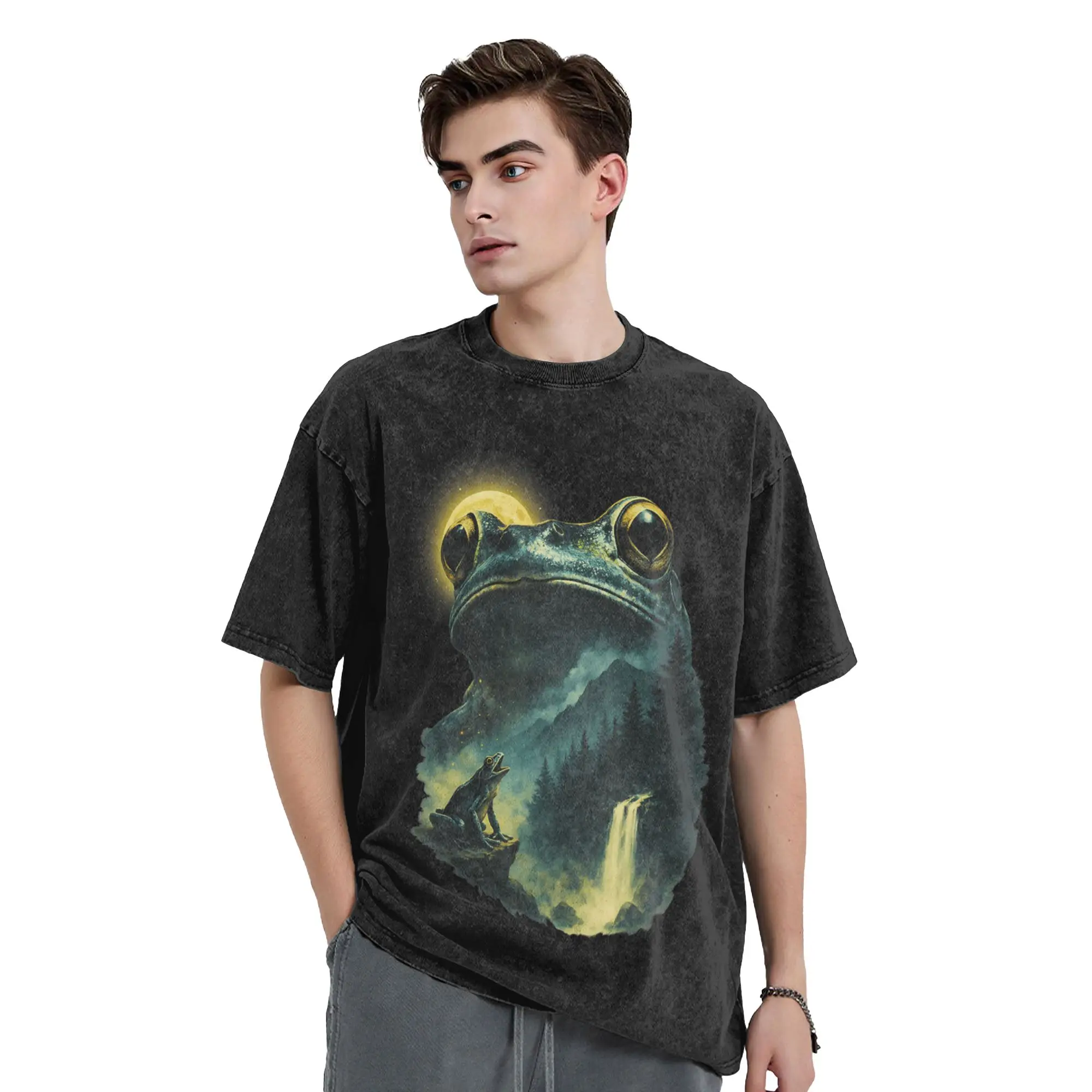 Frog Howling to Moon Frogs Howl at The Moon Parody Meme T Shirt  Fashion T Shirts Short Sleeve Vintage Tops Summer