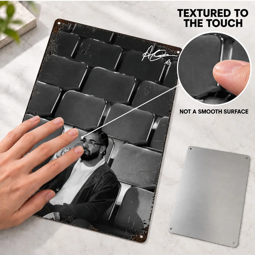 Drake Rapper Aluminum Poster Personalized Metal Sign Black And White Musical Wall Art For Listening Room And Home Studio Decor