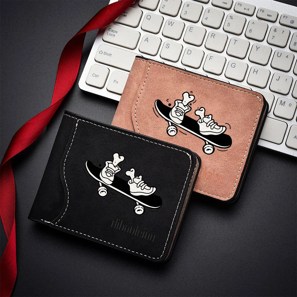 Men's Personalized Skateboard Wallet - Large Capacity with Multiple Card Slots - Foldable Wallet Suitable for Men's Daily Use