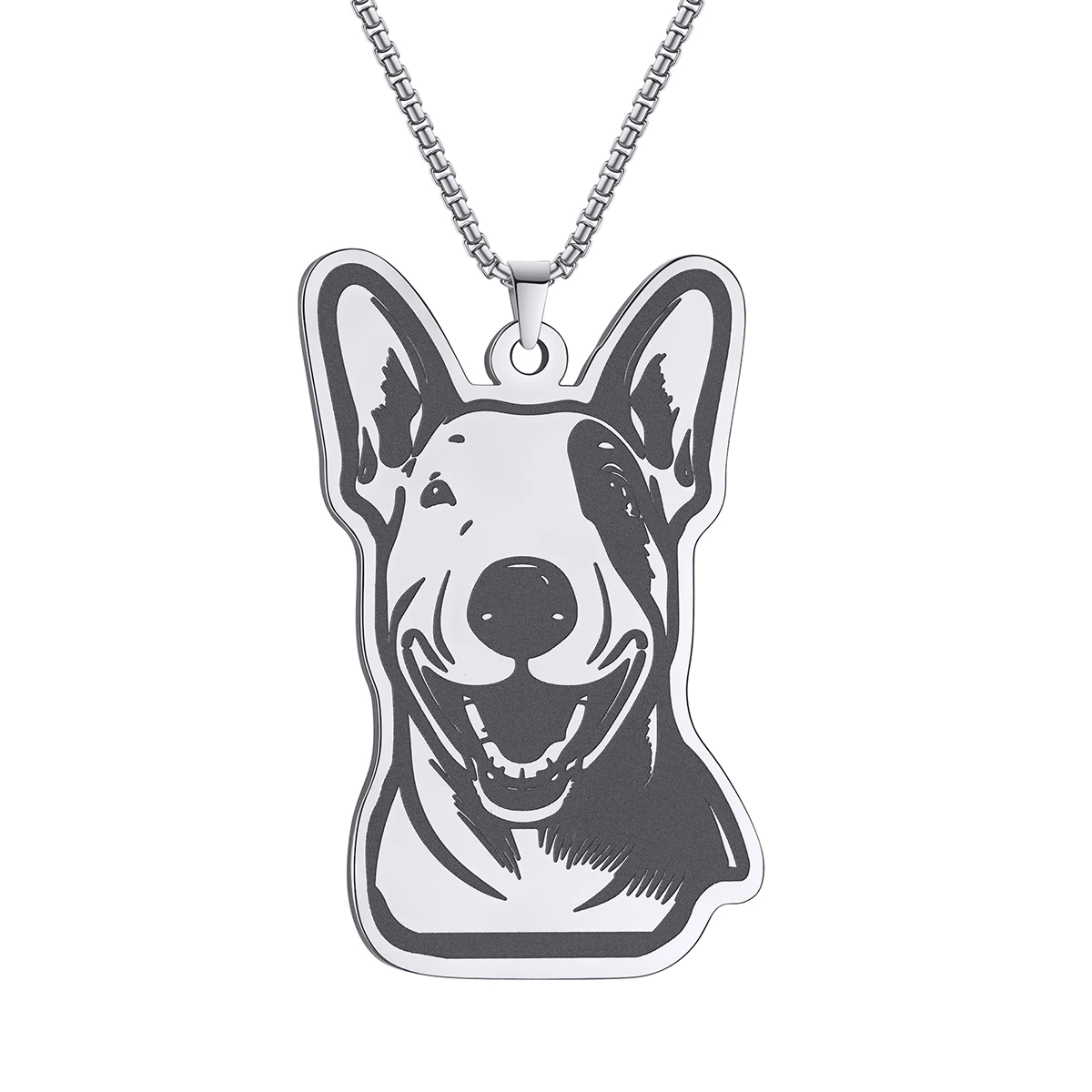 QIMING Simple Bull Terrier Dog Stainless Steel Necklace Statement Jewelry Animal Dog Pet Lover Pendant Necklace