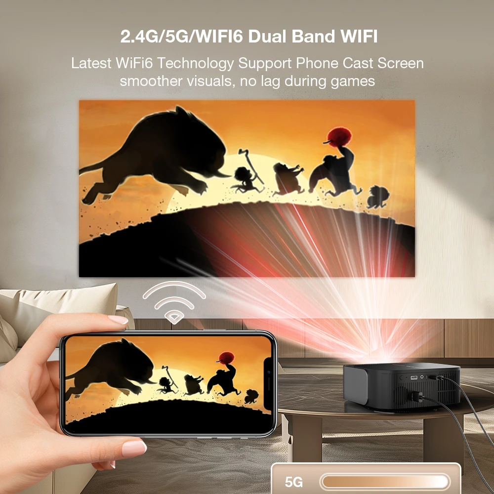 Blitzwolf V10 3" LCD Projector 120-Inch Screen 2.4G/5G Wireless Cast Screen WIFI Dual Bluetooth5.3 Electric UP & Down Keystone