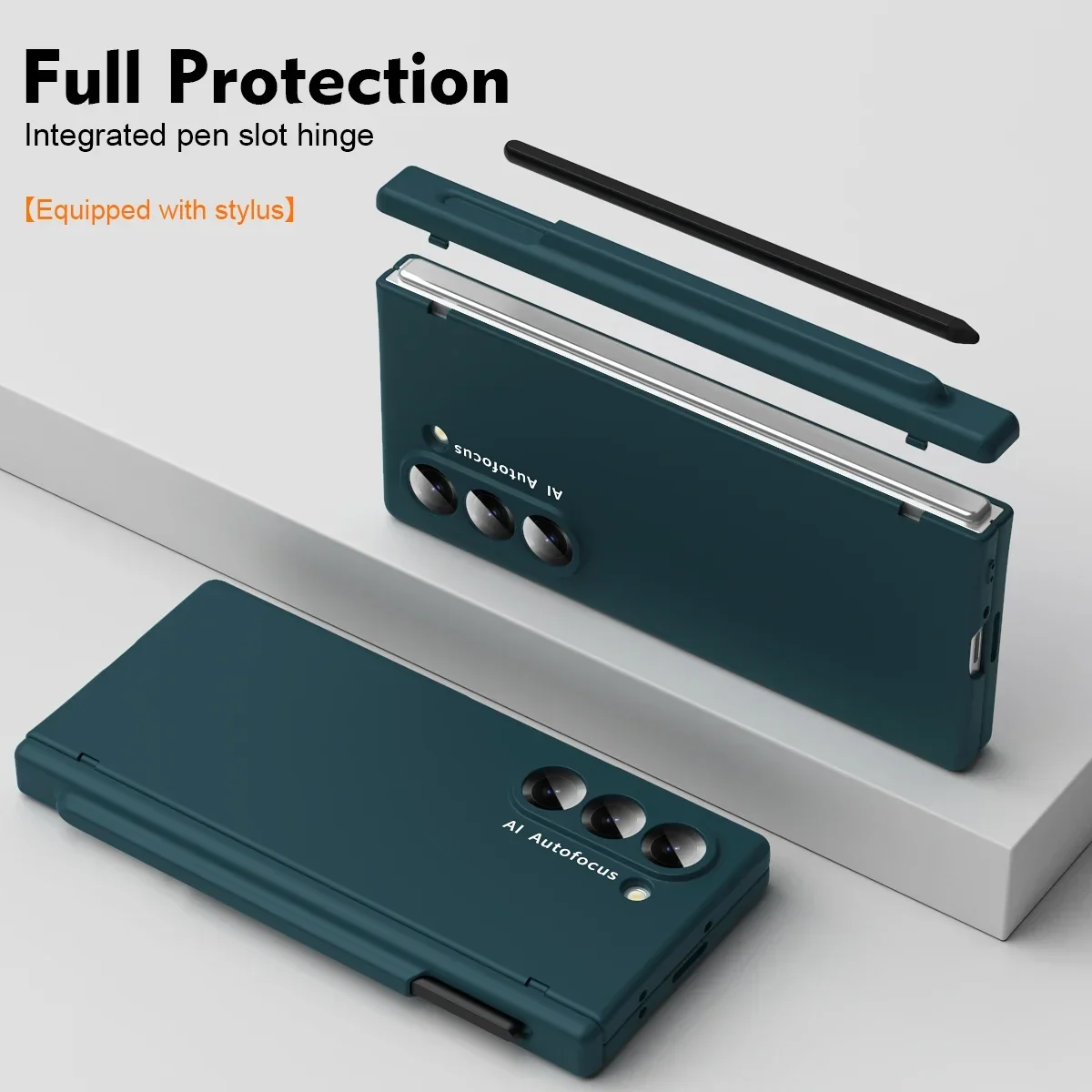 Pen Slot Hinge Cover for Samsung Galaxy Z Fold 6 Fold6 Case with Stylus Touch Pen Front Screen Glass Protection Hard Capa  Funda