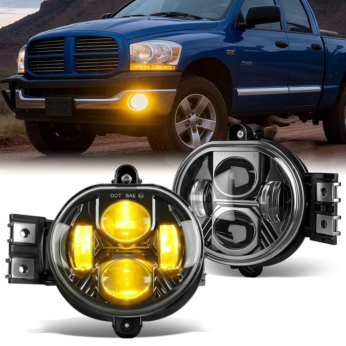 Luz Antiniebla LED Ámbar Compatible con Dodge Ram 1500 2002 2003 2004 2005 2006 2007 2008 Dodge Ram 2500/3500 Camioneta 2003 2004