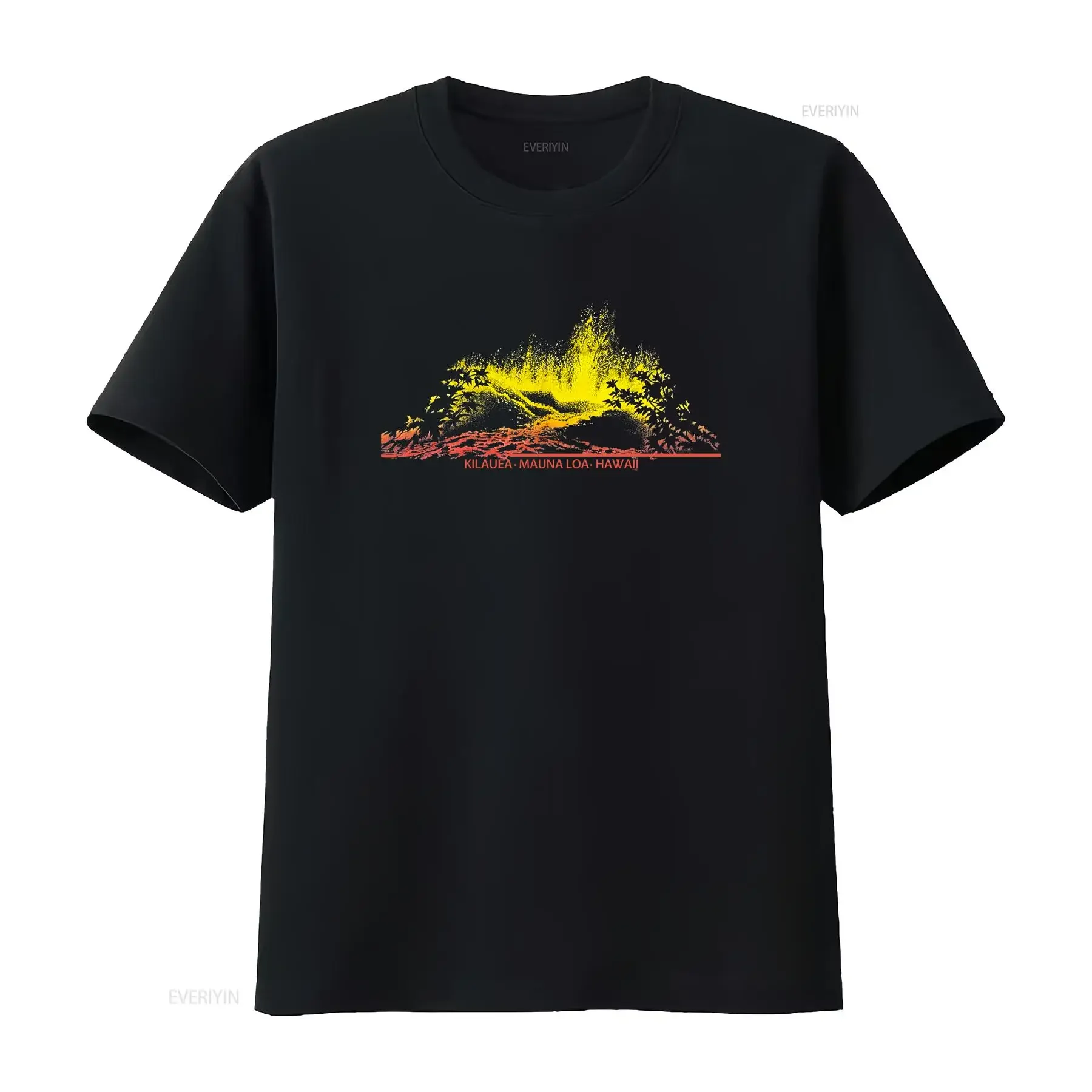Camiseta Havaí Vintage Anos 90 00s Y2K Magma Vulcão Kilauea Mauna Loa Ilha Férias Lavada Unissex Casual Respirável Masculina