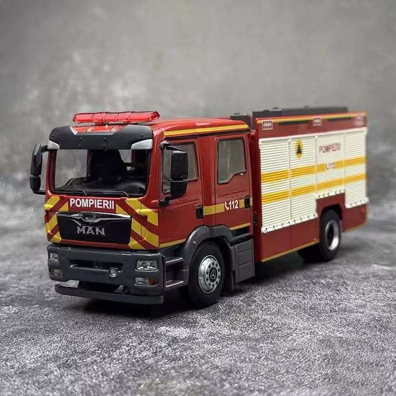 

Коллекционная литая под давлением модель 1:43, масштаб MAN JIEDA, POMPIERII, пенопластовый пожарный грузовик, городской спасательный автомобиль, игрушечная модель из сплава, украшение