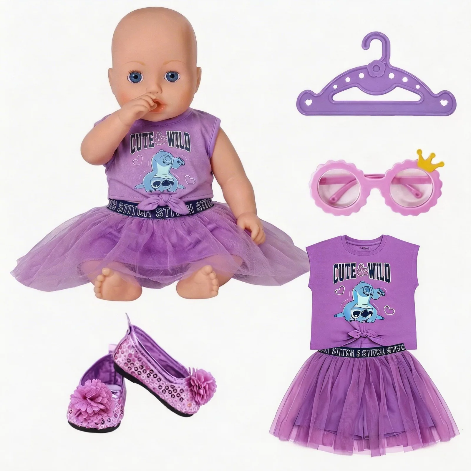 8 Pcs/Set Purple flower dress For 43 Cm Baby Reborn Doll Clothes Accessories 18 Inch Doll Girls Toys Our Generation Nenuco