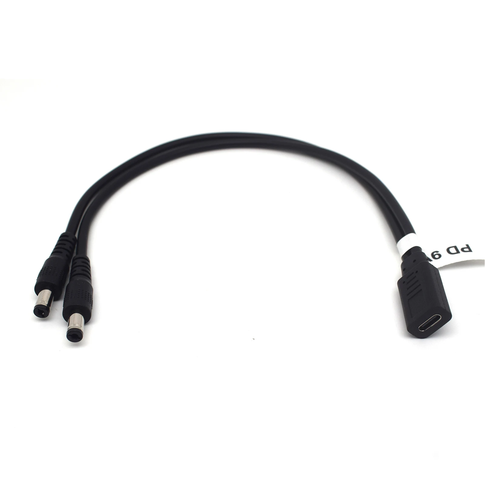 USB Type C Female to Dual DC 5.5x2.1mm Male Power Cable PD 9V 3A Charging Cord 30cm lot