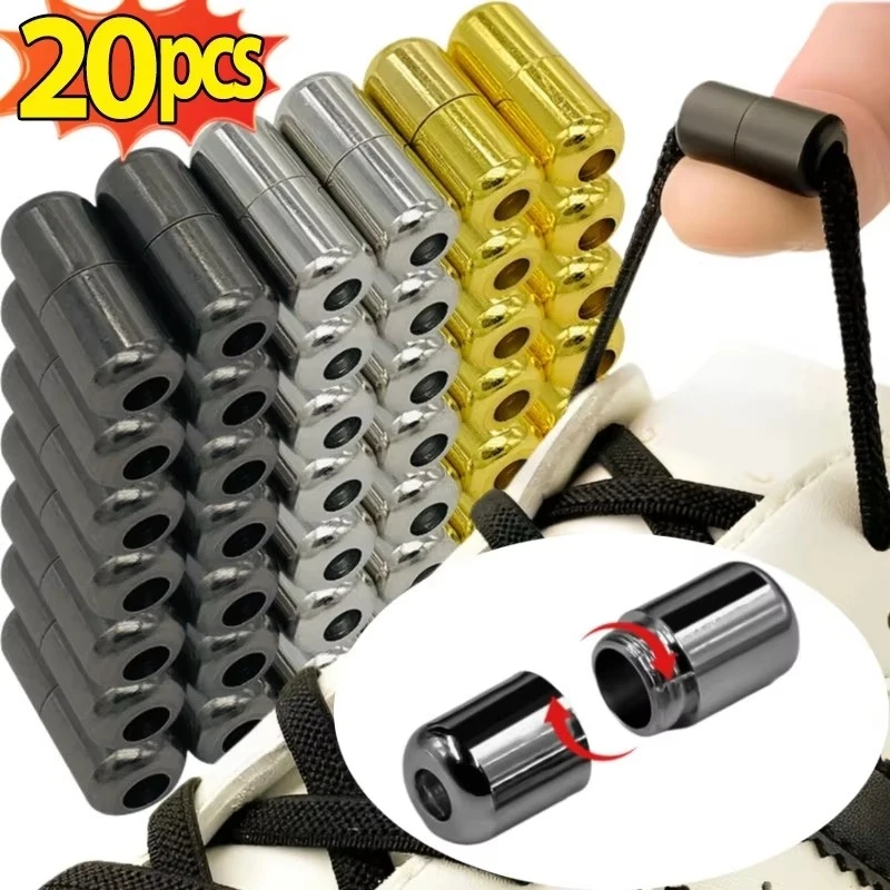 10/20/40pc Shoelaces Semicircle Buckles Shoe Laces No Tie Buckle Connector Shoes Sneakers Shoelace Quick Lazy Metal Capsule Lock