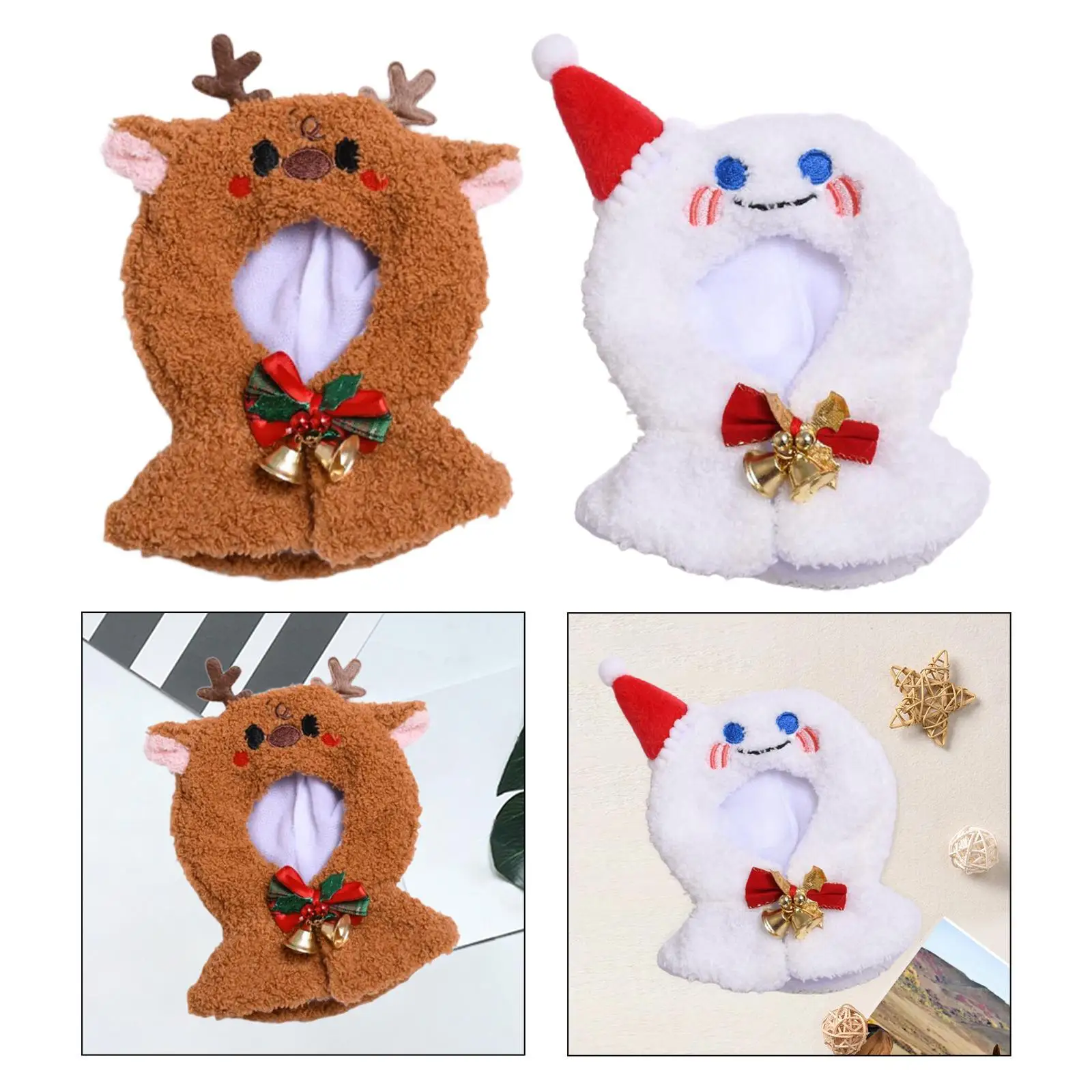 Plush Doll Clothes for 15 -17 cm Doll Christmas Shawl Cartoon Soft Plush Doll Accessories Cloak Doll Clothing Doll Dress up