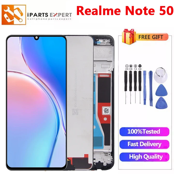 

IPARTSEXPERT Original LCD for Realme Note 50 RMX3834 Lcd Display Digital Touch Screen with Frame for OPPO Realeme Note 50