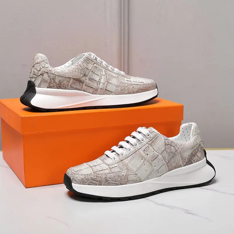 Genuine Crocodile Leather Sneakers Casual with Sports Running Shoes for Men кроссовки мужские мужская повседневная обувь