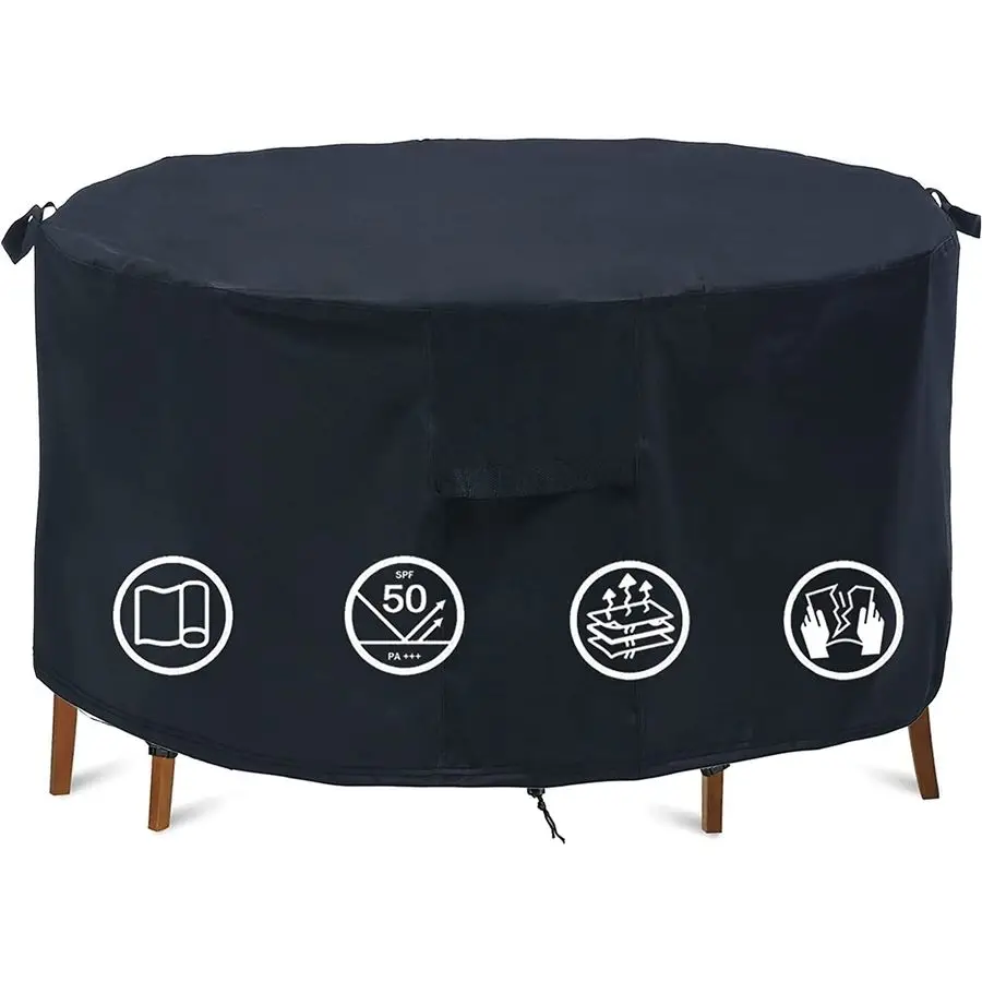 

Patio Furniture Covers 82 Dia Waterproof Table amp Fire Pit Cover AntiFading for Outdoor Dining Sets