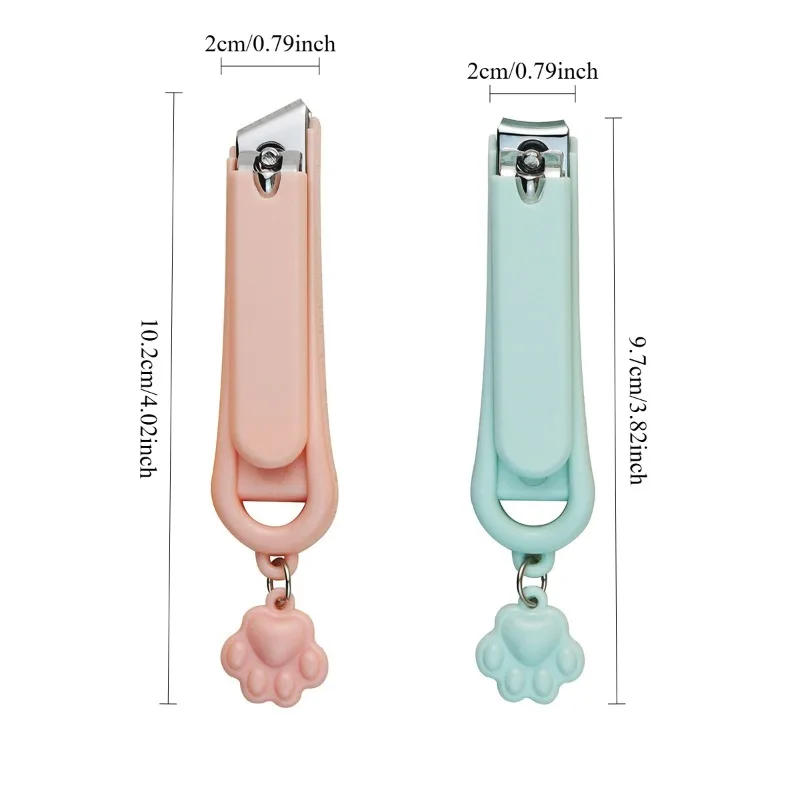3Pcs Cute Nail Clippers Flat/Oblique Fingernail Cutter Folding Anti-splash Manicure Nail Scissors