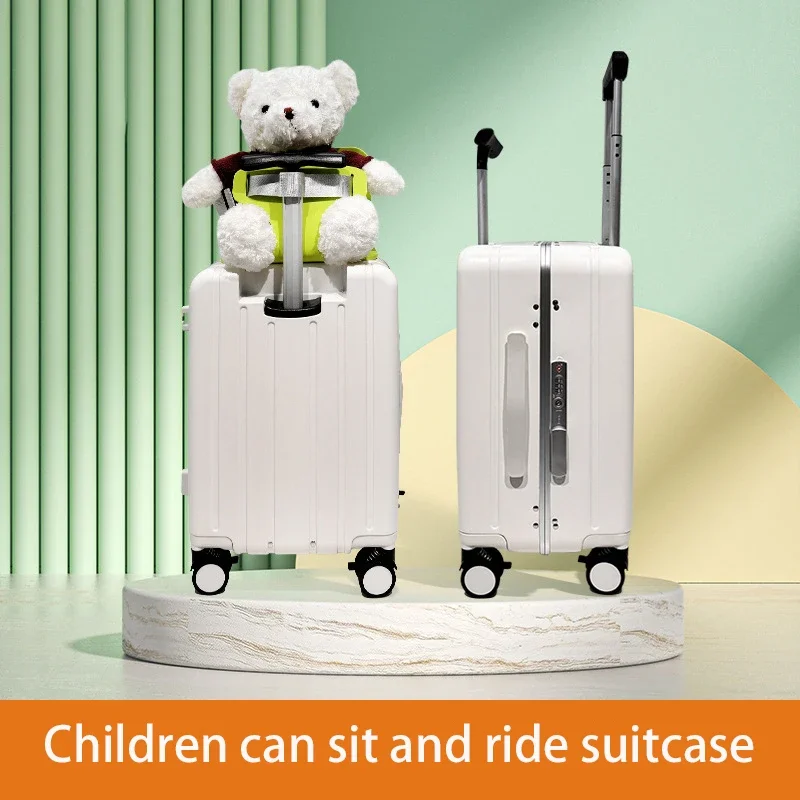 2024 New Suitcase Can Ride on Trolley Luggage Baby Mother Free Hands 20