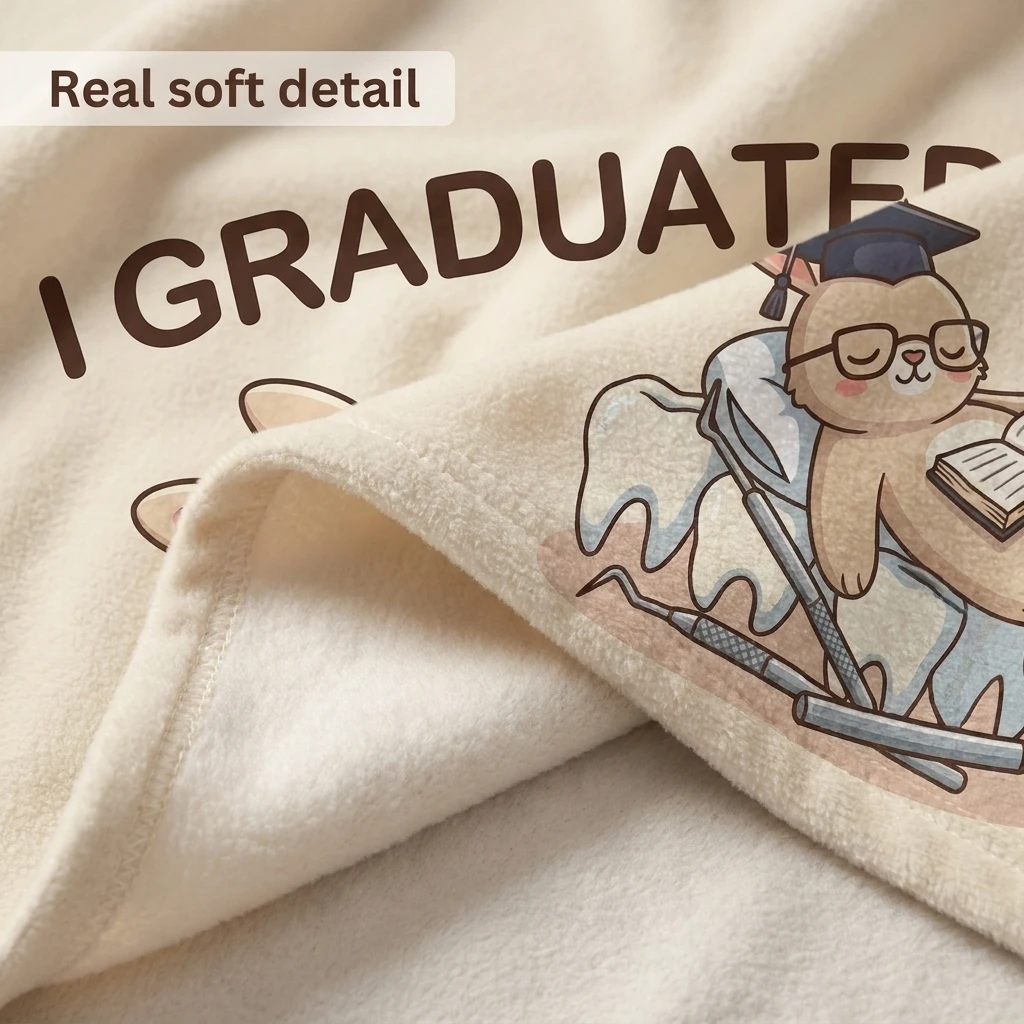 Dental School Grad Rabbit 2026 Flannel Throw Blanket, Funny I Graduated I Need A Nap Dental Grad Soft Cozy Home Decor Blanket